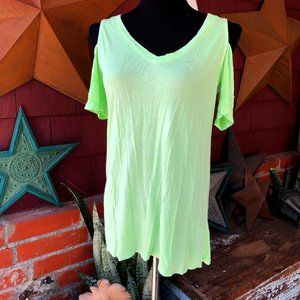 Bird Vine Cold Shoulder Yellow Blouse USA Size XS